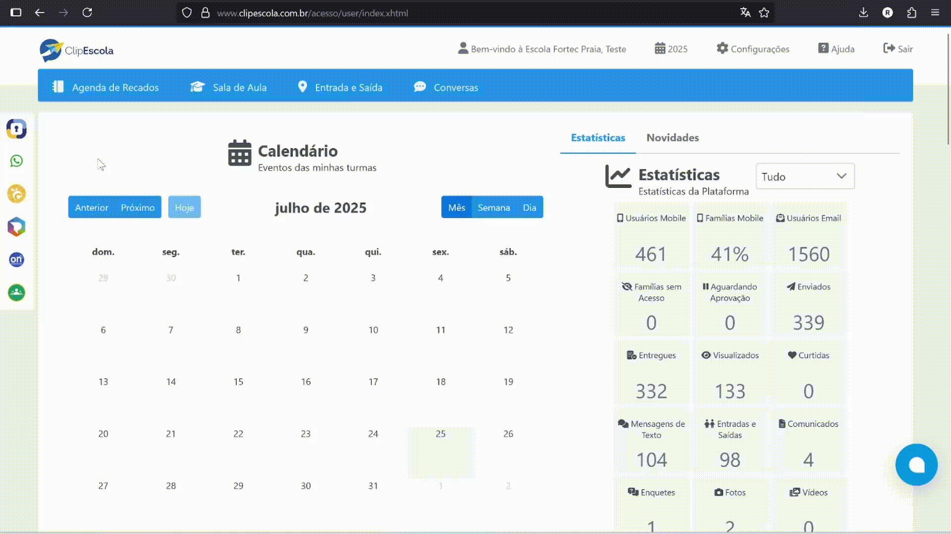 Menu de seleção de turmas Video de como selecionar turmas